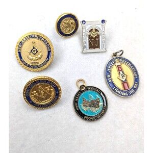 NJ New Jersey Freemasons Freemasonry Lapel Pins Lot of 6 Pin Brooch Pendant